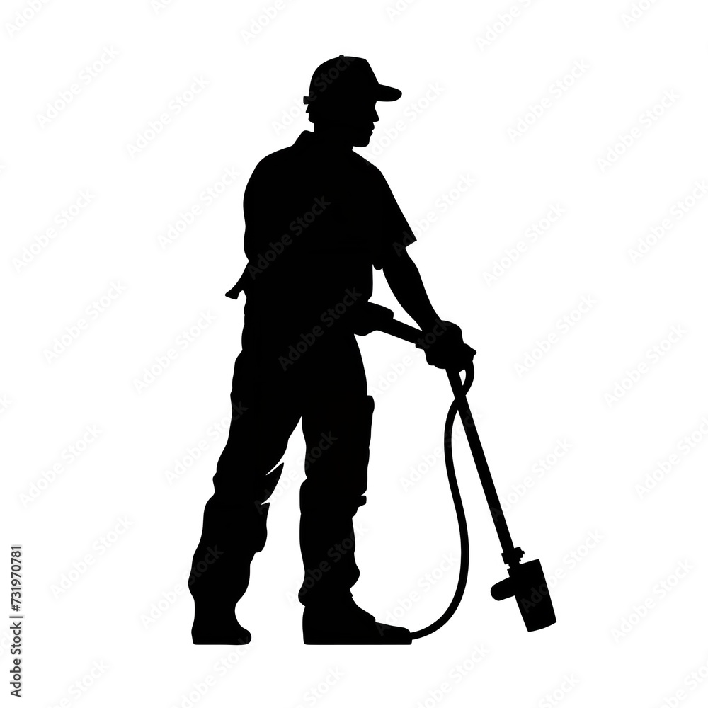 Black Color Silhouette of a Plumber Simple Black Color Silhouette of a Plumber Simple
