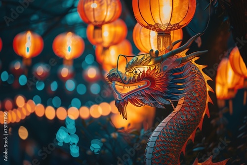 Taiwan Lantern Festival , Depict traditional lantern figures like dragons, phoenixes, and deities, emphasizing their cultural significance and symbolism.