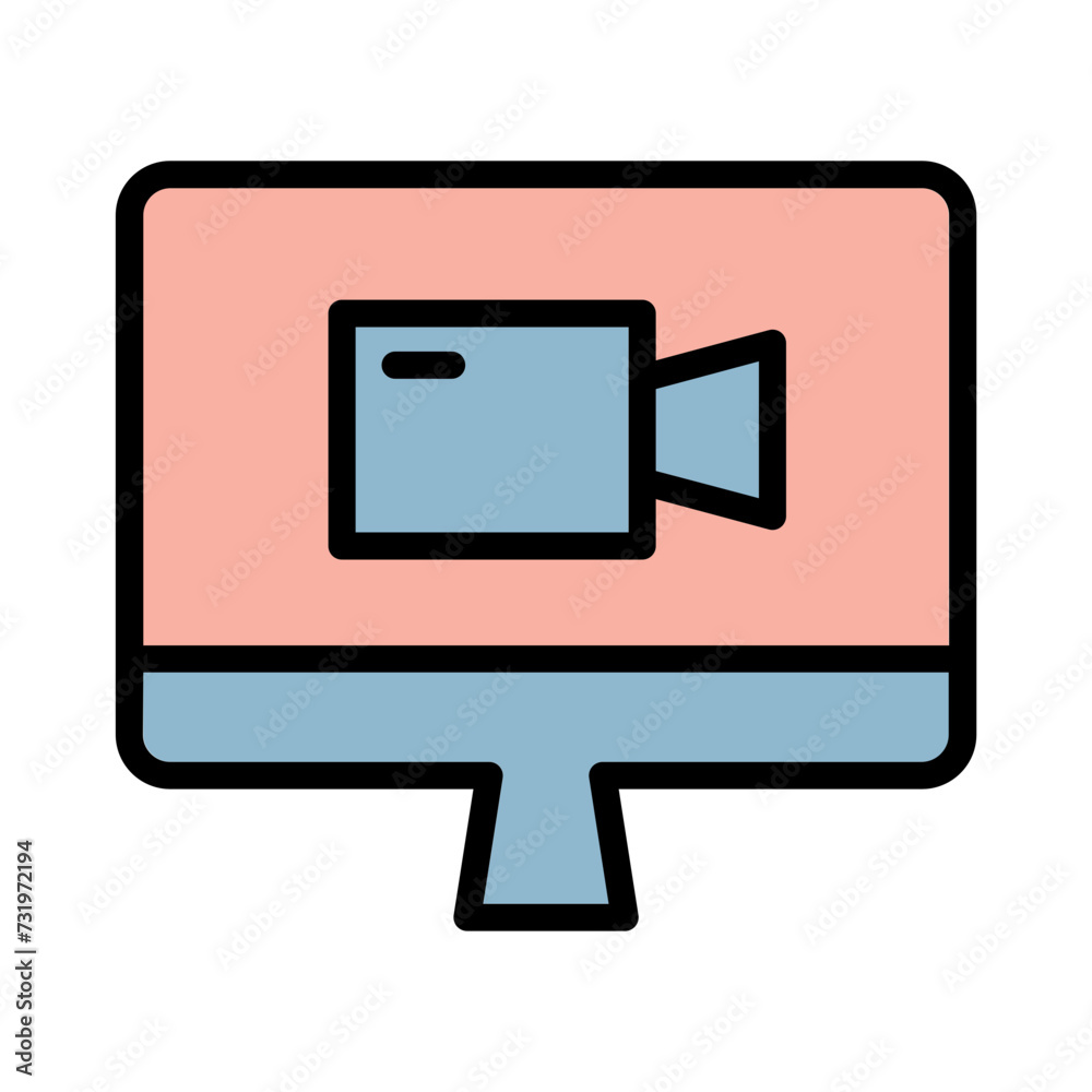 Recording Monitor Video Filled Outline Icon Recording Monitor Video Filled Outline Icon