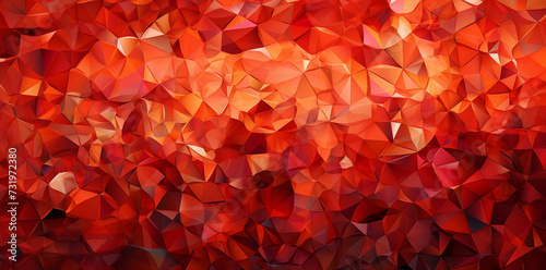 abstract cristalized red geode interior, mosaic background banner photo