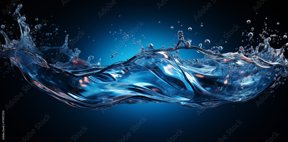 weightless water splash illustration banner - obrazy, fototapety, plakaty 