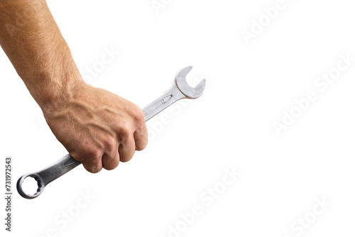Wrench Held by a Hand on Transparent Background