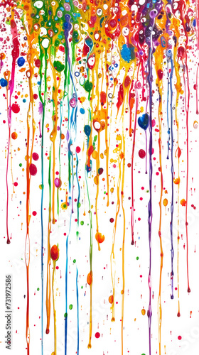Multicolored Paint Splatters on Transparent Background