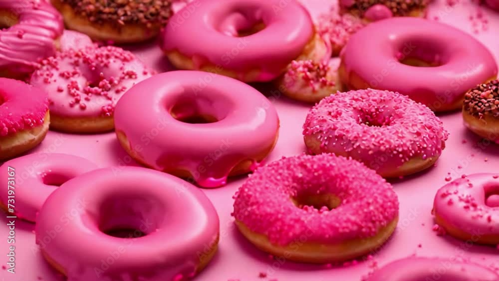 Background With Different Pink Donut Glaze Background With Different Pink Donut Glaze