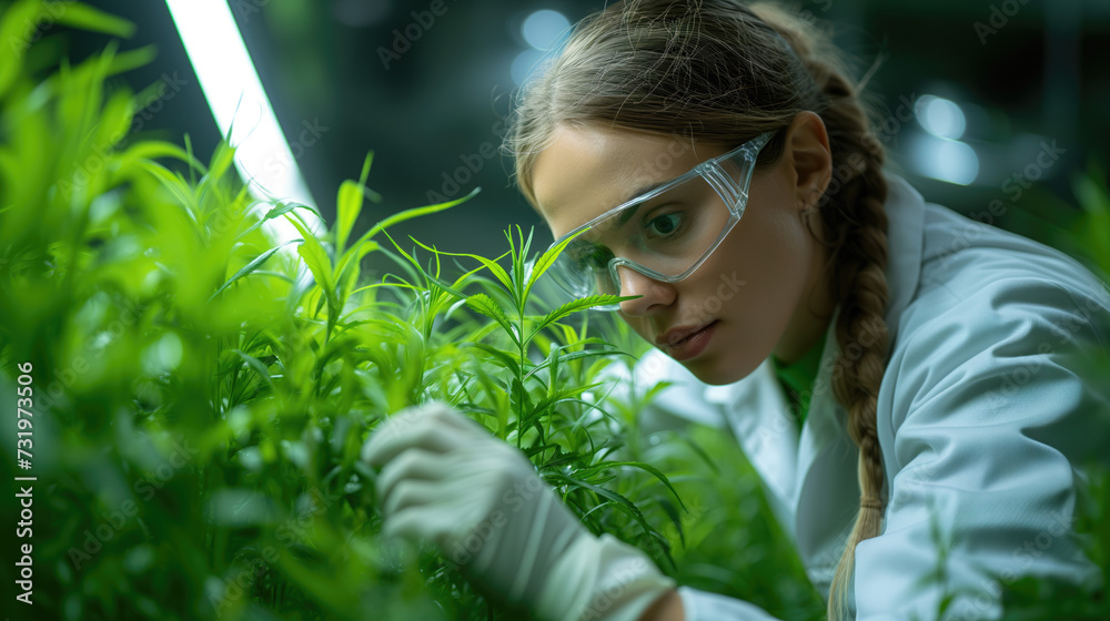 Plant research science, chromosomes, DNA and genetics, rice breeding development Scientists research and experiment with the genetics of rice.