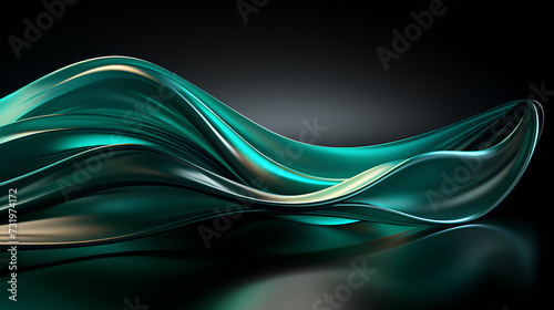 Abstract Green and Black Waves Flowing Design Background