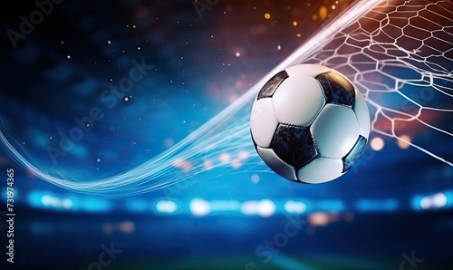Soccer Ball in Goal Net at a Stadium © uhdenis