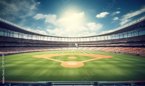 Baseball Field With Sky Background