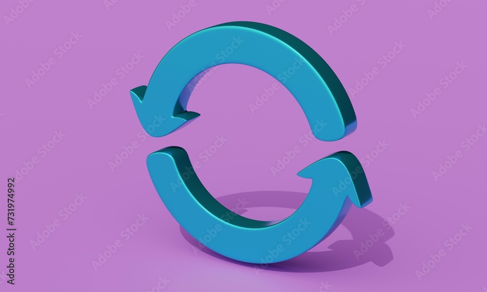Lilac studio background with metal symbol round arrow. 3d rendering Lilac studio background with metal symbol round arrow. 3d rendering