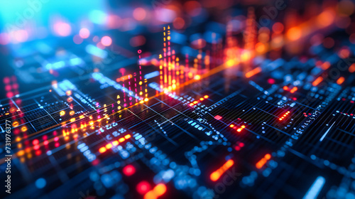 Abstract technology network with futuristic blue and orange digital lines, illustrating advanced computing concepts