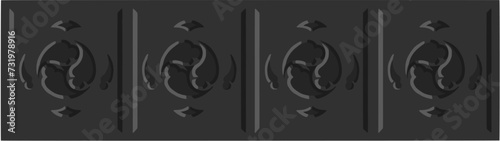 Gothic balustrade stylized drawing. Stone decorated wall illustration. Medieval ornamented railing; vector