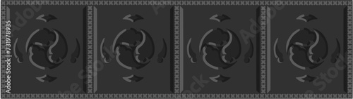 Gothic balustrade stylized drawing. Stone decorated wall illustration. Medieval ornamented railing; vector