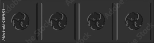 Gothic balustrade stylized drawing. Stone decorated wall illustration. Medieval ornamented railing; vector