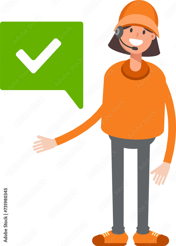 Customer Service Girl Character and Check Mark
Customer Service Girl Character and Check Mark