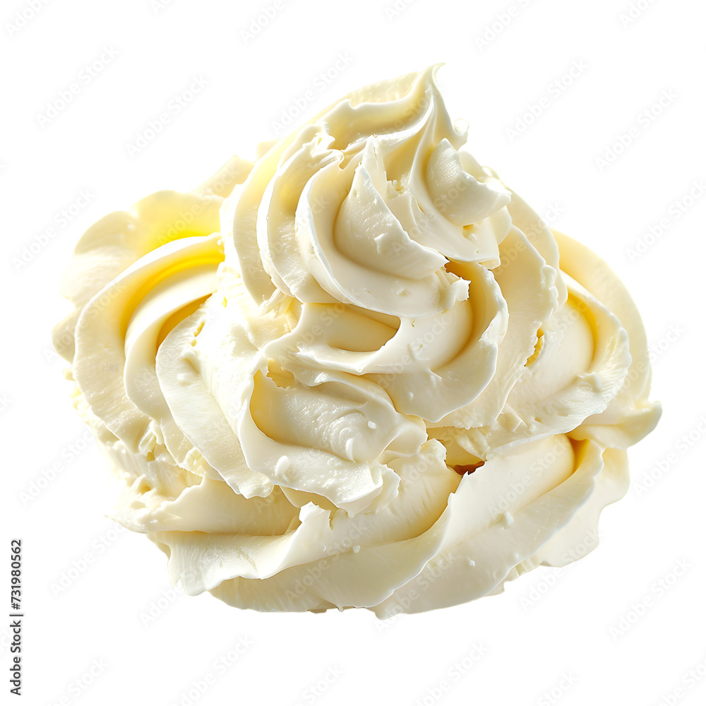 White whipped cream isolated on transparent background White whipped cream isolated on transparent background