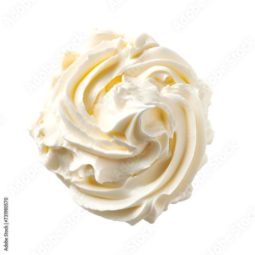 White whipped cream isolated on transparent background