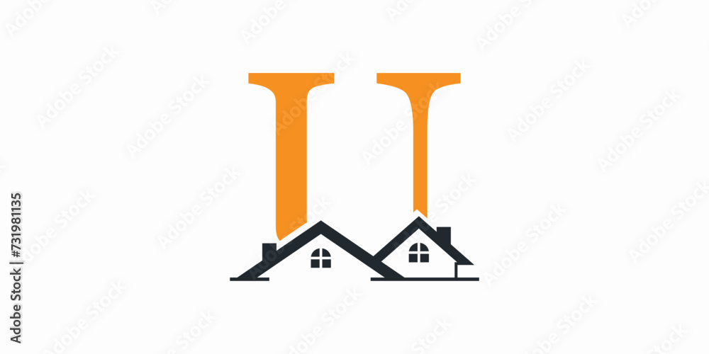 house logo design with letter logo u consept premium vektor house logo design with letter logo u consept premium vektor