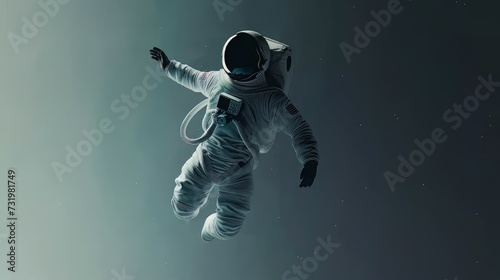 astronaut adrift in on a space environment, suspended