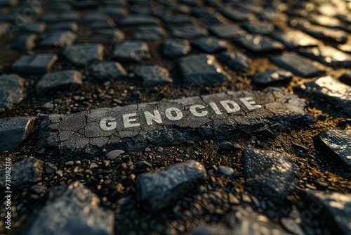 Word of GENOCIDE paving block