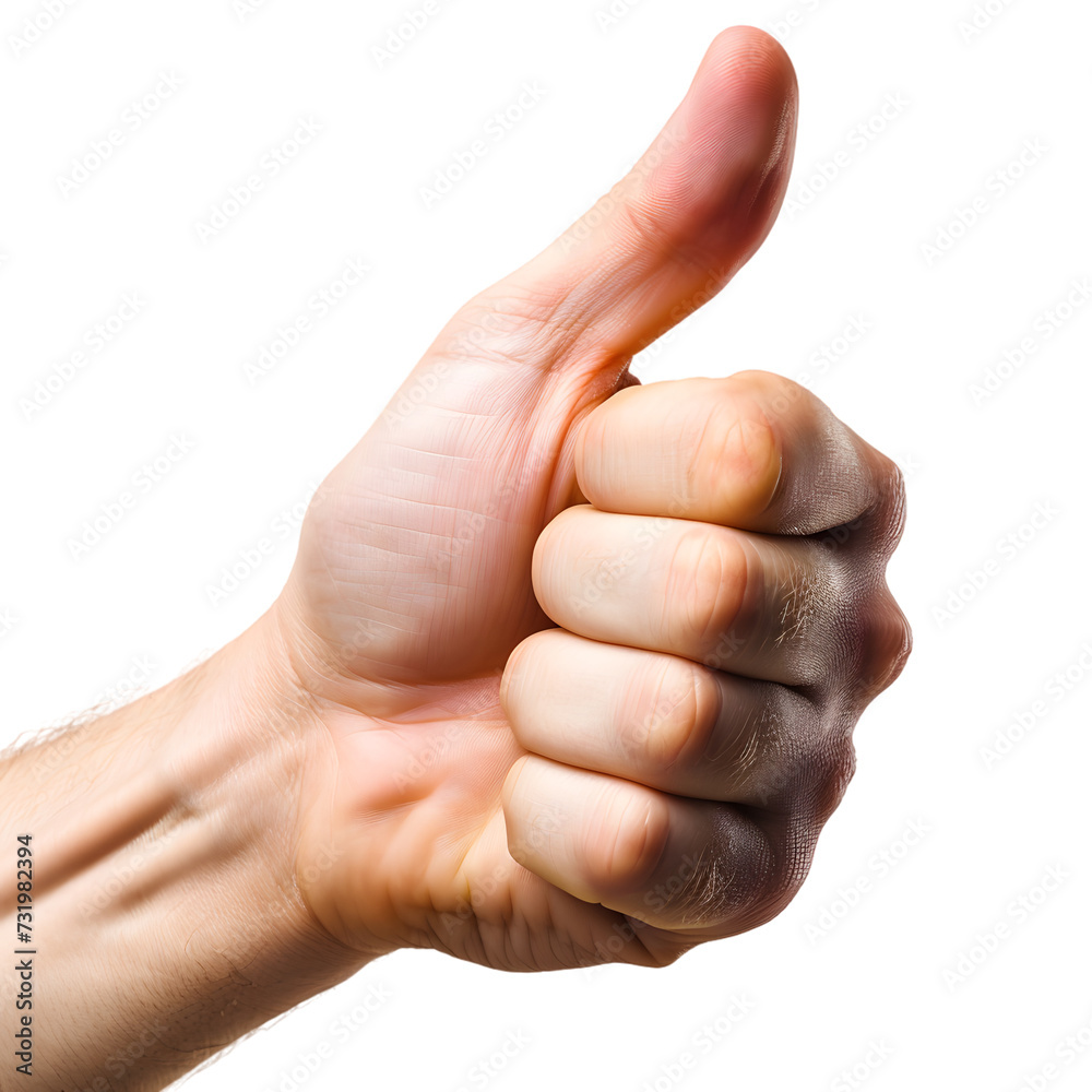 Closeup Thumb up hand, isolated on transparent background Closeup Thumb up hand, isolated on transparent background