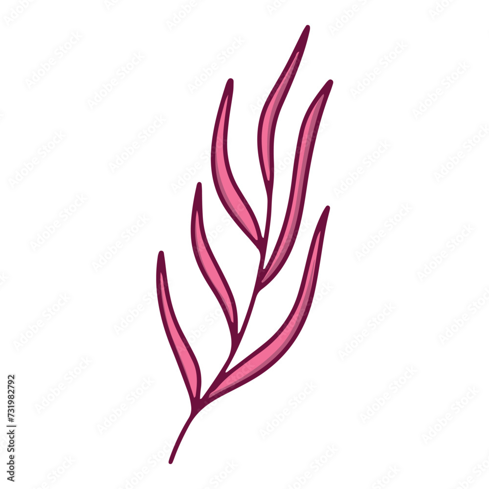 Pink insulated leaf. Vector on a white background. Vector is isolated. On a white background. Pink insulated leaf. Vector on a white background. Vector is isolated. On a white background.