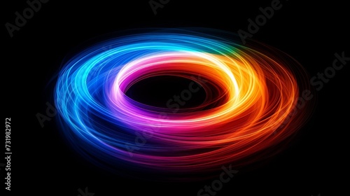 A circular light painting on a black background, AI