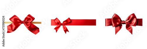 Set of red color ribbon on a transparent background