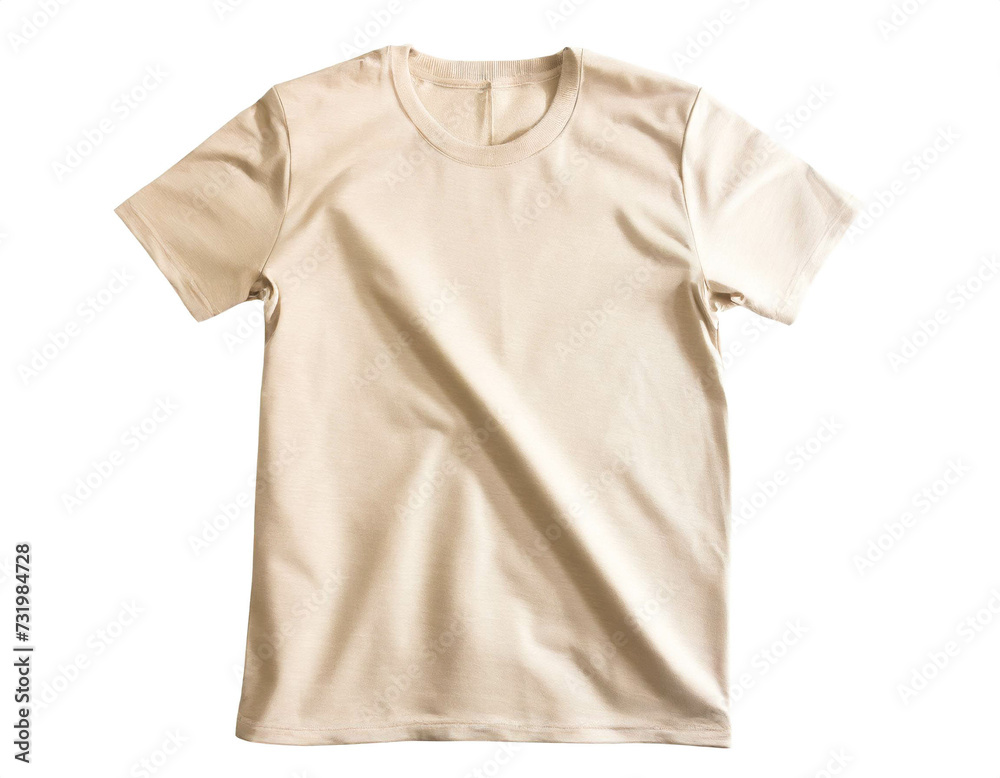beiges Tshirt isoliert auf weißen Hintergrund, Freisteller beiges Tshirt isoliert auf weißen Hintergrund, Freisteller