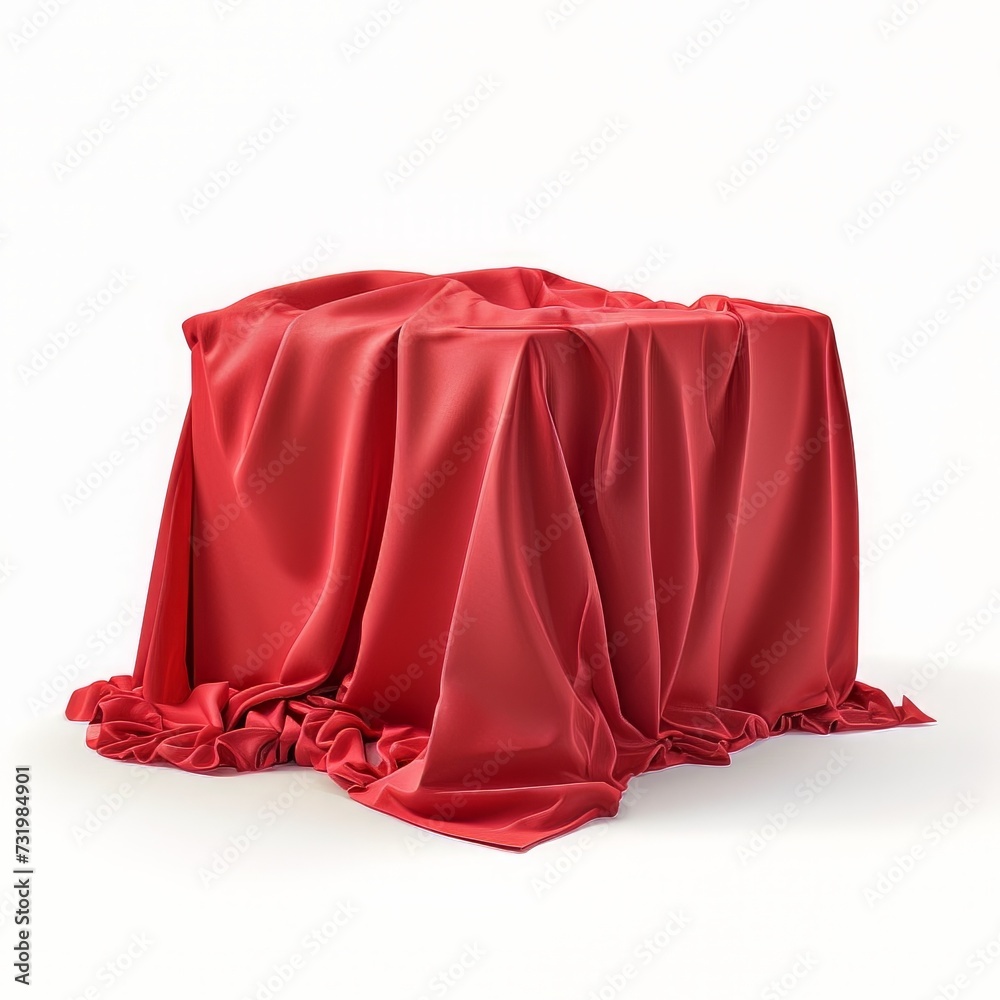 Box covered with red cloth on white background Box covered with red cloth on white background