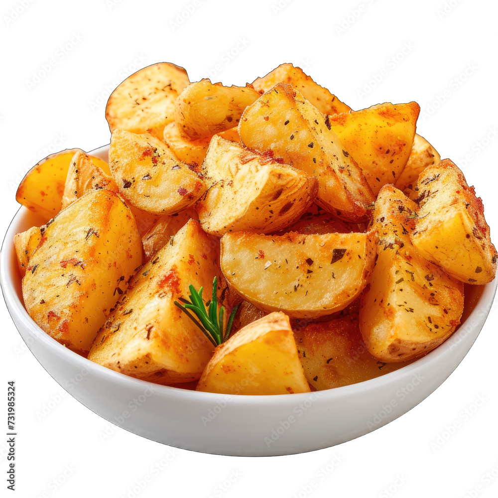 delicious fried potatoes on transparent or white background generative ai delicious fried potatoes on transparent or white background generative ai
