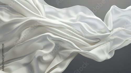 Flying White Silk Fabric. Cutout on Transparen