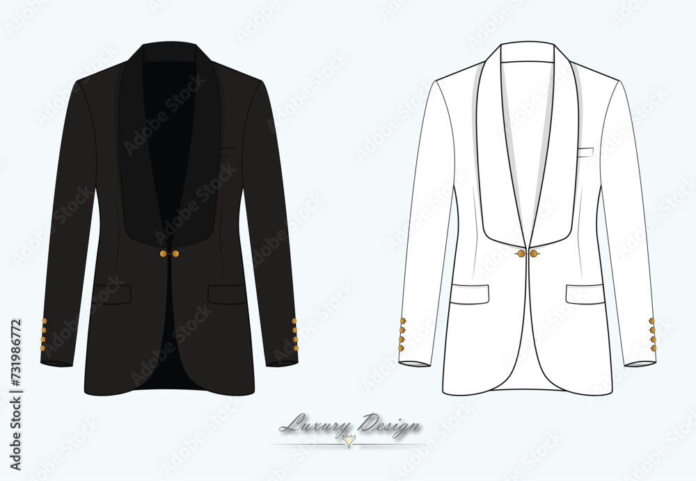 Illustration of Tuxedo Jacket suit - obrazy, fototapety, plakaty 
