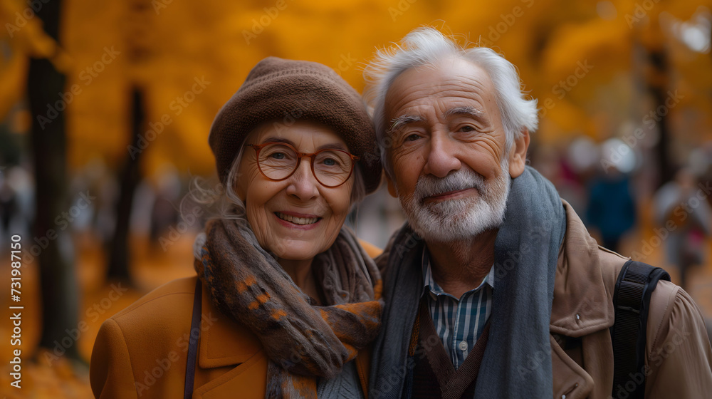 portrait of senior couple in park portrait of senior couple in park