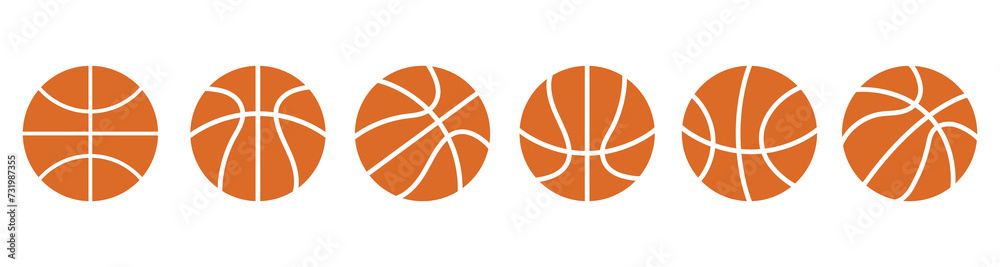 basketball icon set in line style, Vector illustration, Basketball ball sign and symbol.