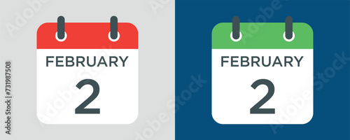 calendar - February 2 icon illustration isolated vector sign symbol