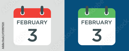 calendar - February 3 icon illustration isolated vector sign symbol