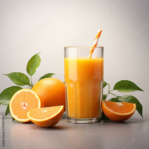 Healthy Organic Orange Juice with Eco-Friendly Paper Straw