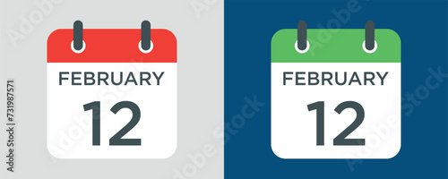 calendar - February 12 icon illustration isolated vector sign symbol photo