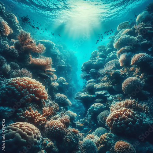 coral reef in sea © Hasan