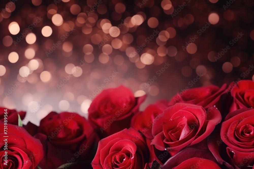 Dark red roses background with luminous abstract bokeh, Valentine's day, Mother's day, Women's Day and love concept Dark red roses background with luminous abstract bokeh, Valentine's day, Mother's day, Women's Day and love concept