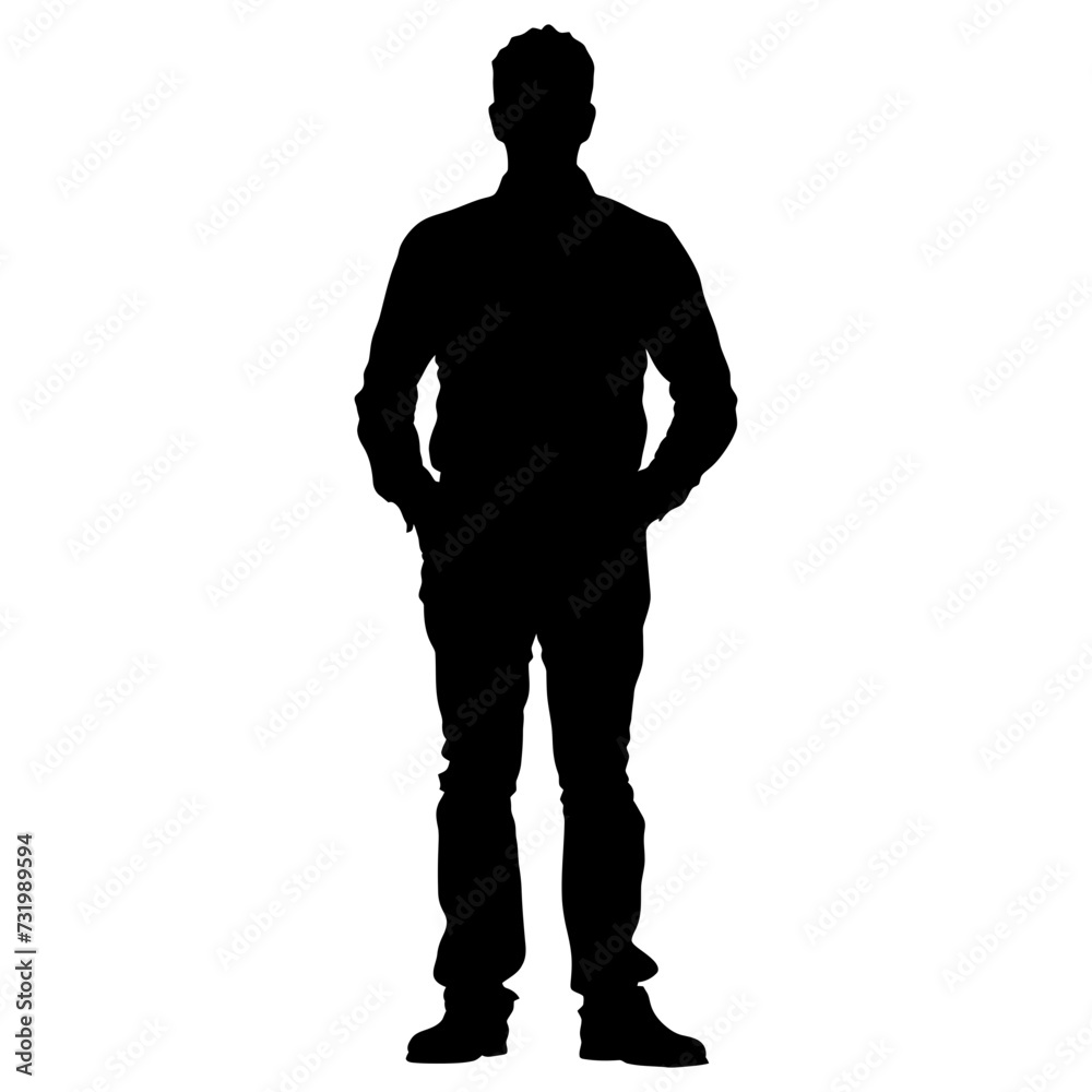 Fototapeta premium Silhouette man full body black color only