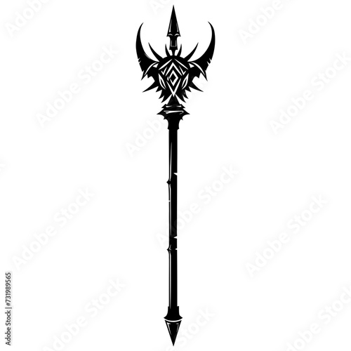 Silhouette mace weapon in mmorpg game black color only