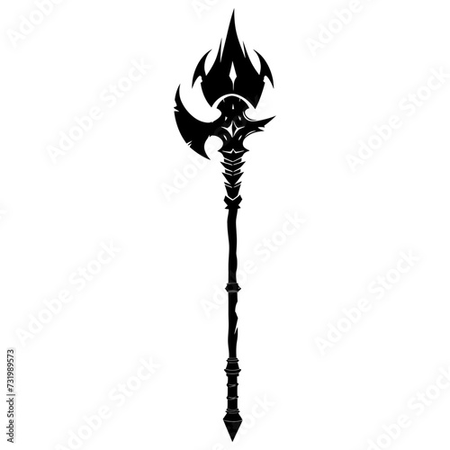 Silhouette mace weapon in mmorpg game black color only