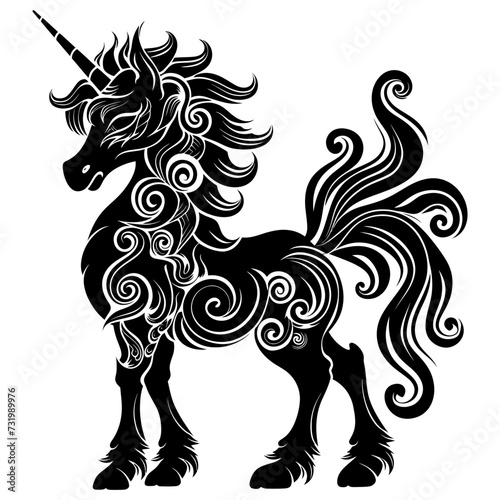 Silhouette Kirin the Mythical Creature black color only