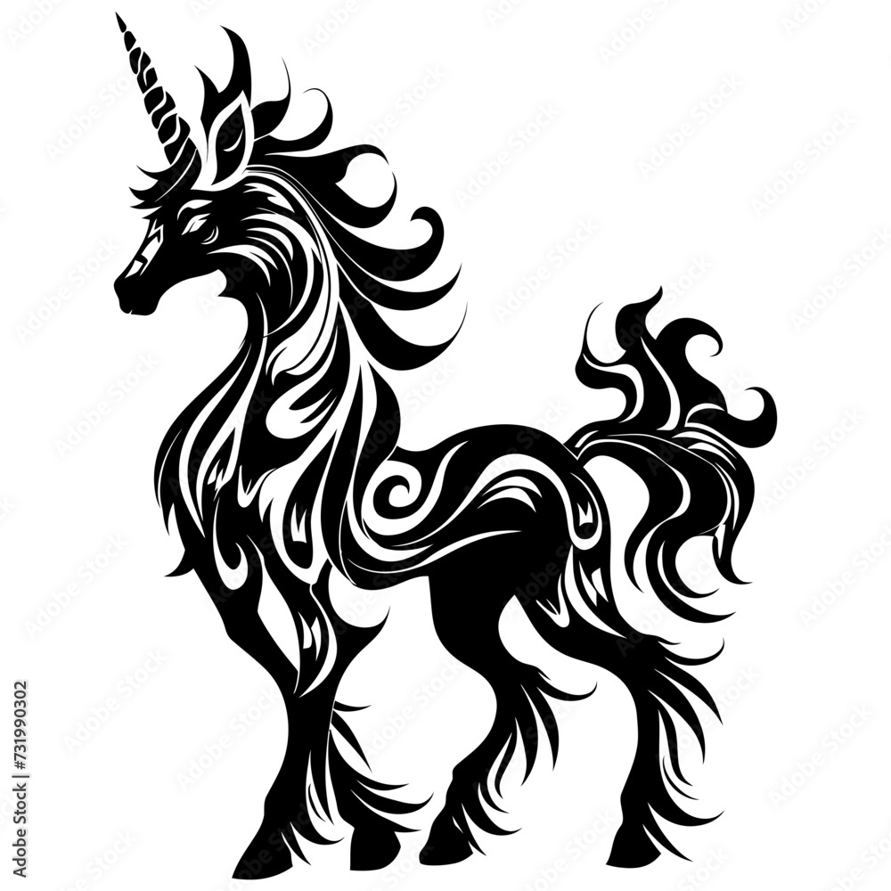 Silhouette Kirin the Mythical Creature black color only