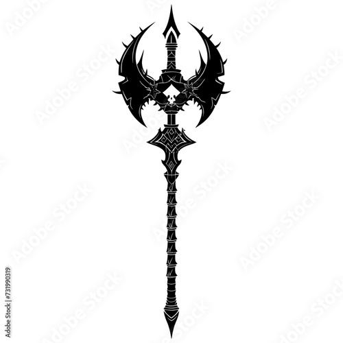 Silhouette mace weapon in mmorpg game black color only