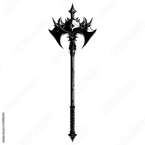 Silhouette mace weapon in mmorpg game black color only