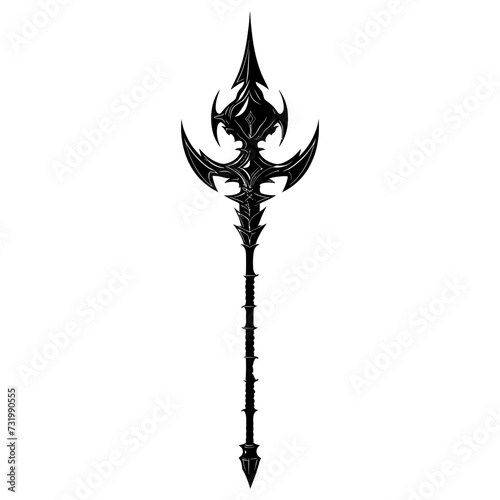 Silhouette mace weapon in mmorpg game black color only