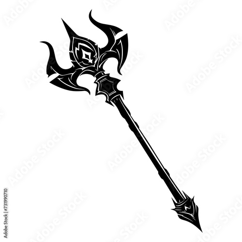 Silhouette mace weapon in mmorpg game black color only