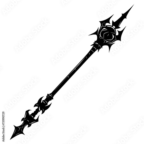 Silhouette mace weapon in mmorpg game black color only